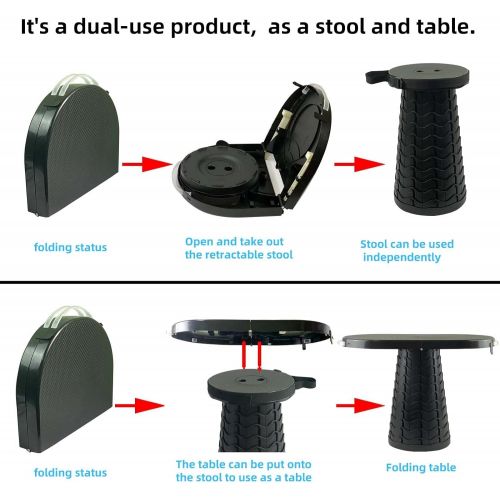  Deers Life Portable Tables, Small Folding Camping Table or Telescoping Stool for Picnic Beach Camp, Low Side Lightweight Collapsible Tables for Cooking