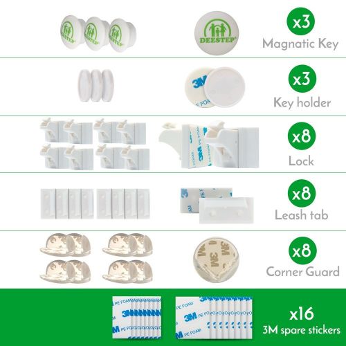  Deestep Baby & Child Proof Cabinet & Drawers Magnetic Safety Locks Set of 8 Locks And 3 Keys - Heavy Duty...