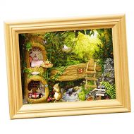 Deevoka Nut Station Photo Frame Model Wood Dollhouse Squirrel Creative LED Gifts