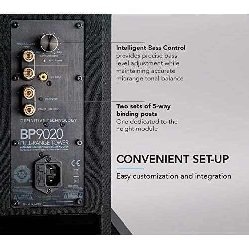  [아마존베스트]Definitive Technology BP-9020 Tower Speaker | Built-in Powered 8” Subwoofer for Home Theater Systems | High-Performance | Front and Rear Arrays | Optional Dolby Surround Sound Heig