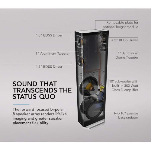  Definitive Technology BP-9060 Tower Speaker | Built-in Powered 10” Subwoofer for Home Theater Systems | High-Performance | Front and Rear Arrays | Optional Dolby Surround Sound Hei