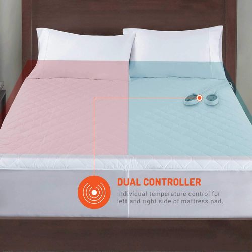  [아마존 핫딜] Degrees of Comfort Dual Control Heated Mattress Pad Queen Size  Electric bed warmer with Auto Shut off | Fit up to 15 Inch  12.5ft Long Cord | Lower Home Power Bill & Relieve Sore Muscles/Joints -