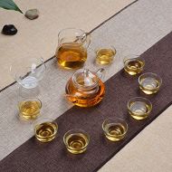Dehua handmade A Complete of Handmade Glass Chinese Gongfu Tea Set,7 Oz Glass Filtering Tea Maker Teapot and 6 Tea Cups（with One Faircup and One Filter) (teapot)