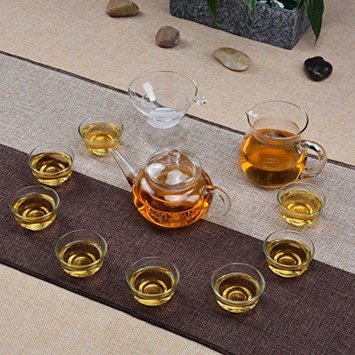  Dehua handmade A Complete of Handmade Glass Chinese Gongfu Tea Set,7 Oz Glass Filtering Tea Maker Teapot and 6 Tea Cups（with One Faircup and One Filter) (teapot)