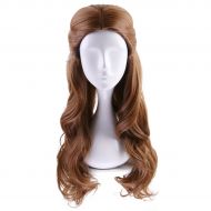 Deifor Long Brown Wavy Synthetic Hair with Braid Updo Buns Wig for Women Kid Cosplay Wigs (Light Brown)