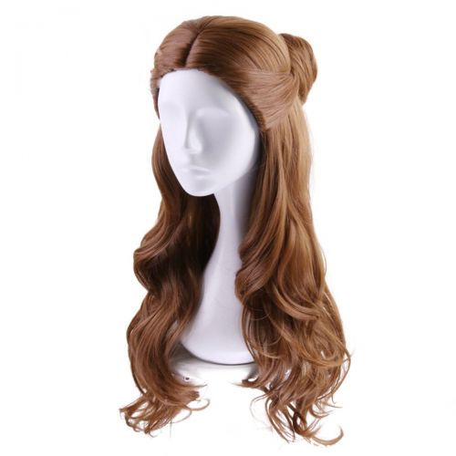  Deifor Long Brown Wavy Synthetic Hair with Braid Updo Buns Wig for Women Kid Cosplay Wigs (Light Brown)