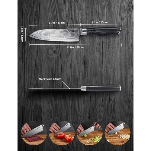  [아마존핫딜][아마존 핫딜] Deik Chefs Knife Kitchen Knife, VG-10 Core with 67 Layers Damascus Steel, Ergonomic Pakka Handle, Santoku Style Multipurpose Cooking Knife Balanced,With Gift Box
