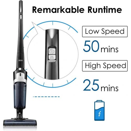  [아마존 핫딜] Cordless Vacuum Cleaner, Deik Stick Vacuum, 50 Mins Long Lasting Vacuum Cleaner with 28.8V Lithium-ion Battery, 0.9L Large Dirt Bin, Lightweight Vacuum for Pet Hair Hard Floor Carp
