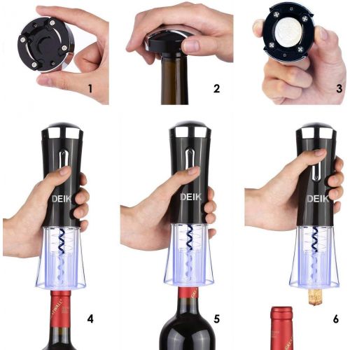  [아마존 핫딜] Electric Wine Opener, Deik Rechargeble Automatic Wine Bottle Opener with Removable Foil Cutter, Wine Opener with Light for Gift, Black