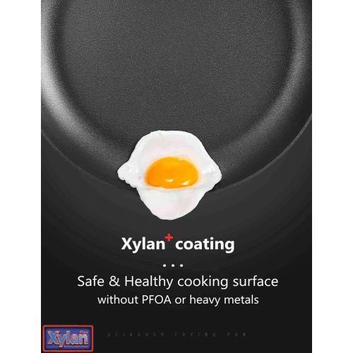  [아마존베스트]Frying Pan, Deik 11” Hard-Anodized Aluminum Nonstick Pans, Omelette Fry Pan, 100% APEO & PFOA-Free Healthy Xylan Non-Stick Coating, Riveted Handle, Dishwasher Safe, California Desi