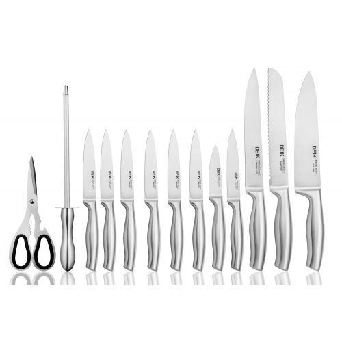  Deik DEIK Knife Set High Carbon Stainless Steel Kitchen Knife Set 14 PCS, Super Sharp Cutlery Knife Set with Acrylic Stand and Serrated Steak Knives