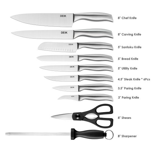  Deik DEIK Classic Stainless Steel with Wooden Block 16 Piece Knife Set