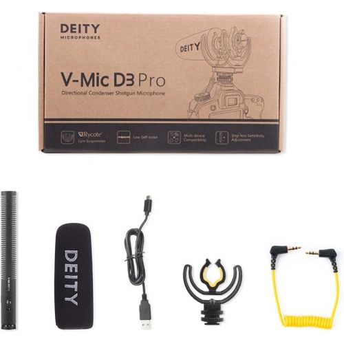  Deity V-Mic D3 Pro Super-Cardioid Directional Shotgun On-Camera Video Microphone with Rycote Shockmount for DSLRs, Camcorders, Smartphones, Handy Recorders, Tablets, Laptop and Bod