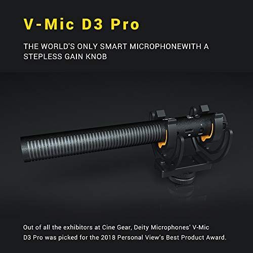  Deity V-Mic D3 Pro Location Kit Super-Cardioid Directional Shotgun Microphone with Rycote Duo-Lyre Shock Mount and PERGEAR Cloth for DSLRs, Camcorders, Smartphones, Tablets, Handy