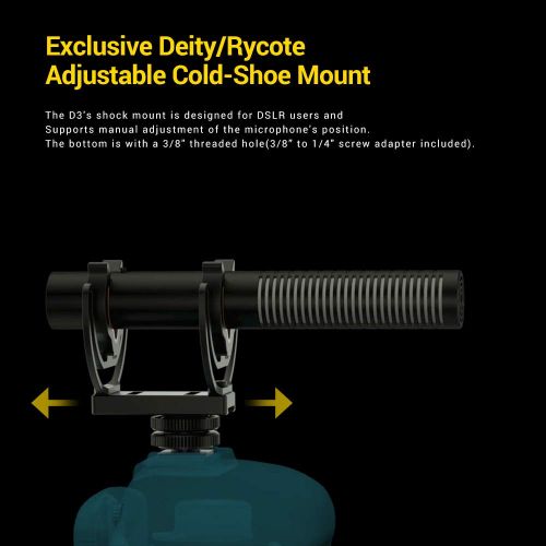  Deity V-Mic D3 Super-Cardioid Directional Shotgun Microphone with Rycote Shockmount and PERGEAR Cloth for DSLRs, Camcorders, Smartphones, Tablets, Handy Recorders, Laptop and Bodyp