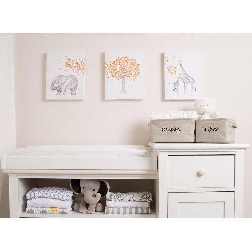  [아마존베스트]Dejaroo LLC Dejaroo Baby Diaper Storage Bin - Nursery Organizer Caddy - Embroidered Eco-friendly Grey Linen (GREY)