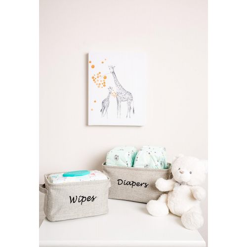  [아마존베스트]Dejaroo LLC Dejaroo Baby Diaper Storage Bin - Nursery Organizer Caddy - Embroidered Eco-friendly Grey Linen (GREY)