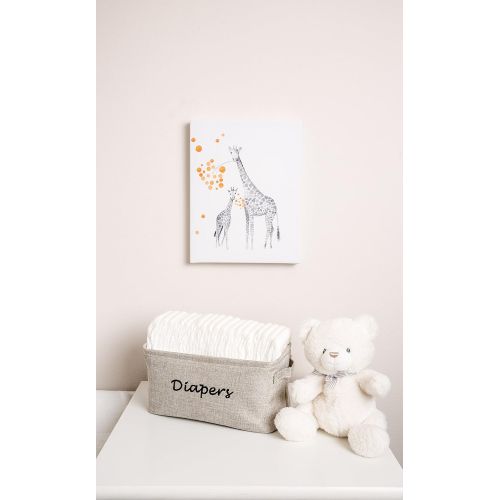  Dejaroo LLC Dejaroo Baby Diaper Storage Bin - Nursery Organizer Caddy - Embroidered Eco-friendly Grey Linen (GREY)