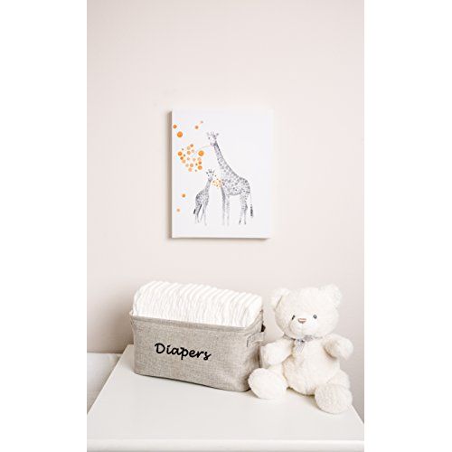  [아마존베스트]Dejaroo LLC Dejaroo Baby Diaper Storage Bin - Nursery Organizer Caddy - Embroidered Eco-Friendly Grey Linen (Grey)