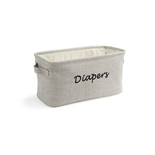  [아마존베스트]Dejaroo LLC Dejaroo Baby Diaper Storage Bin - Nursery Organizer Caddy - Embroidered Eco-Friendly Grey Linen (Grey)