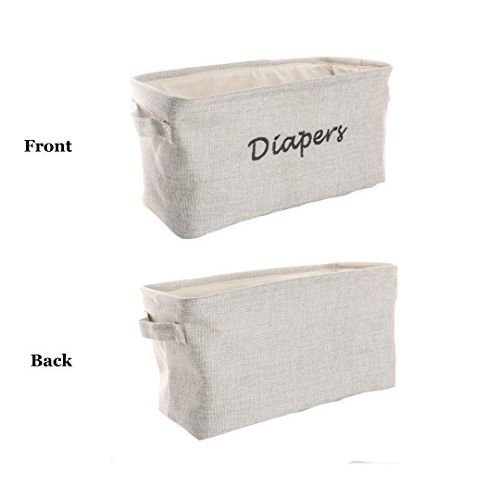  [아마존베스트]Dejaroo LLC Dejaroo Baby Diaper Storage Bin - Nursery Organizer Caddy - Embroidered Eco-Friendly Grey Linen (Grey)