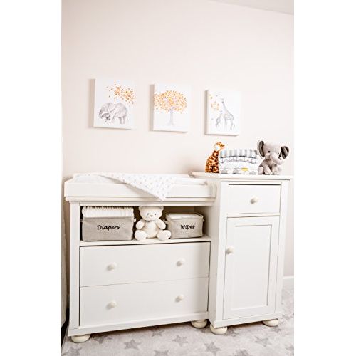  [아마존베스트]Dejaroo LLC Dejaroo Baby Diaper Storage Bin - Nursery Organizer Caddy - Embroidered Eco-Friendly Grey Linen (Grey)