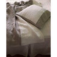 DejavuLinen Linen bedding set from flax grey and white linen - 3 psc washed linen duvet set, doona cover - Double Queen Cal King bedding - linen set