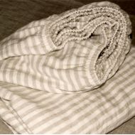 DejavuLinen Natural striped linen sheet set - softened linen top sheet, fitted sheet, pillowcases - Twin Queen Cal King pure linen bedding