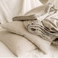 DejavuLinen Pure linen SHEET SET in softened natural flax color - heavier linen bed sheets - Twin Full Queen Cal King linen bedding