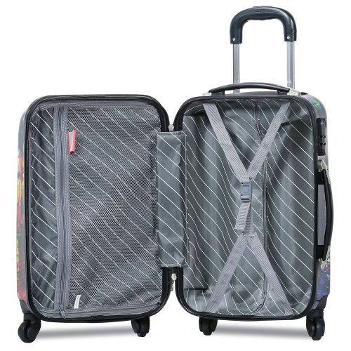  Dejuno 3-Piece Lightweight Hardside Spinner Upright Luggage Set, Parisian Nights