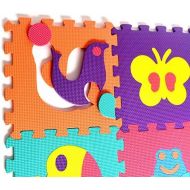 [아마존베스트]Animals Rubber EVA Foam Puzzle Play Mat Floor. 10 Interlocking playmat Tiles (Tile:12X12 Inch/9 Sq.feet Coverage). Ideal for Crawling Baby, Infant, Classroom, Toddlers, Kids, Gym W