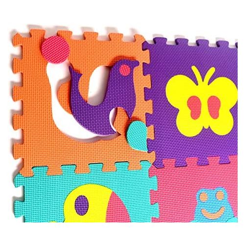  [아마존베스트]Animals Rubber EVA Foam Puzzle Play Mat Floor. 10 Interlocking playmat Tiles (Tile:12X12 Inch/9 Sq.feet Coverage). Ideal for Crawling Baby, Infant, Classroom, Toddlers, Kids, Gym W