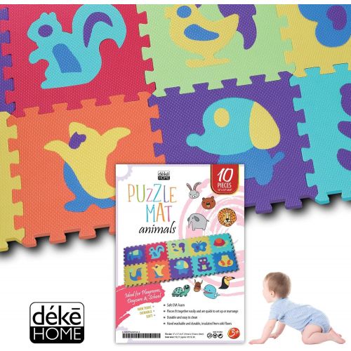  [아마존베스트]Animals Rubber EVA Foam Puzzle Play Mat Floor. 10 Interlocking playmat Tiles (Tile:12X12 Inch/9 Sq.feet Coverage). Ideal for Crawling Baby, Infant, Classroom, Toddlers, Kids, Gym W