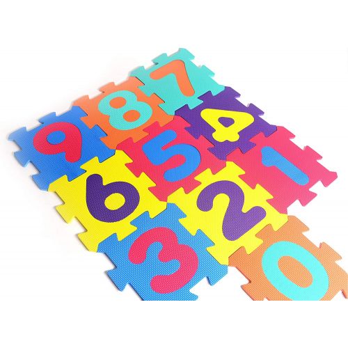  [아마존베스트]Numbers Rubber EVA Foam Puzzle Play Mat Floor. 10 Interlocking playmat Tiles (Tile:12X12 Inch/9 Sq.feet Coverage). Ideal for Crawling Baby, Infant, Classroom, Toddlers, Kids, Gym W