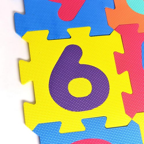  [아마존베스트]Numbers Rubber EVA Foam Puzzle Play Mat Floor. 10 Interlocking playmat Tiles (Tile:12X12 Inch/9 Sq.feet Coverage). Ideal for Crawling Baby, Infant, Classroom, Toddlers, Kids, Gym W