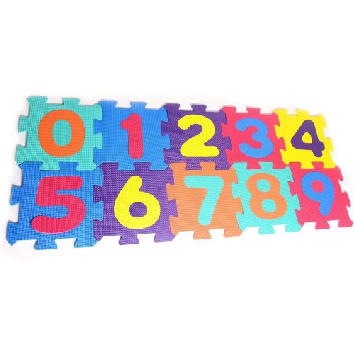  [아마존베스트]Numbers Rubber EVA Foam Puzzle Play Mat Floor. 10 Interlocking playmat Tiles (Tile:12X12 Inch/9 Sq.feet Coverage). Ideal for Crawling Baby, Infant, Classroom, Toddlers, Kids, Gym W