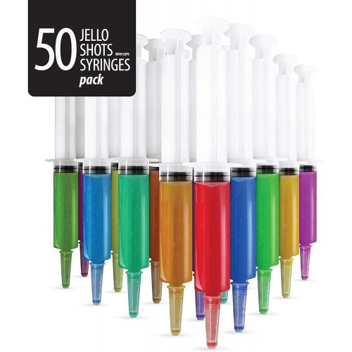  [아마존베스트]Deke Home Jello shot syringes 50 pack (2oz) Reusable edible/drink Party seringe alcohol shots. Perfect supplies for Halloween, bachelor/bachelorette, college parties, drinking games, nurse,