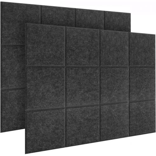  DEKIRU 24 Pack Acoustic Panels, 12 X 12 X 0.4 In Sound Proofing Studio Foam Padding High Density Bevled Edge Tiles Soundproofing Panels, Great for Wall Decoration and Acoustic Trea