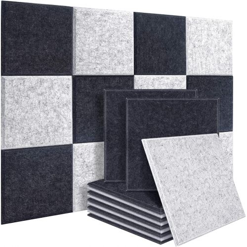  DEKIRU New 12 Pack Acoustic Foam Panels, 12 X 12 X 0.4 Inches Soundproofing Insulation Absorption Panel High Density Beveled Edge Sound Panels, Acoustic Treatment Used in Home&Offi