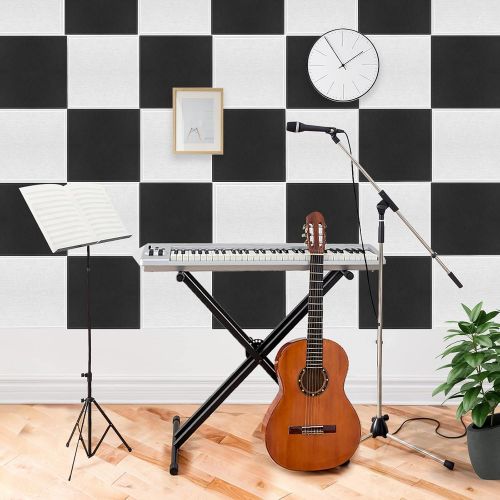  DEKIRU Upgraded 12 Pack Acoustic Panels, 12 X 12 X 0.4 Inches Sound Proofing Studio Foam Padding High Density Bevled Edge Tiles Soundproofing Panels, Great for Wall Decoration and