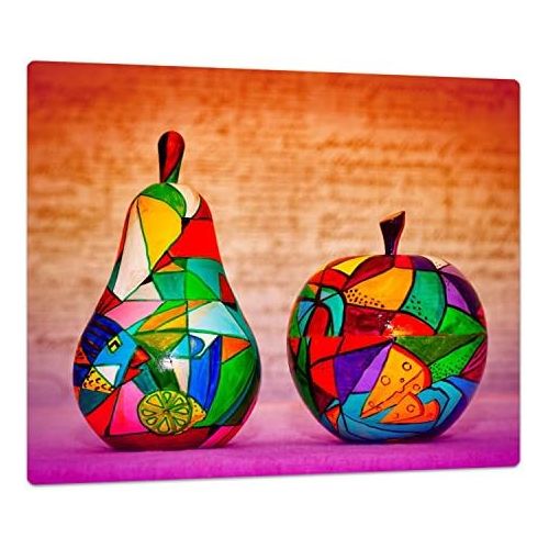  [아마존베스트]DekoGlas von Decorative Glass Decorative Fruit Glass Hob Cover with Dots One Piece and two-piece Design Chopping Board, Splash Guard, Serving Platters, Kitchen Background