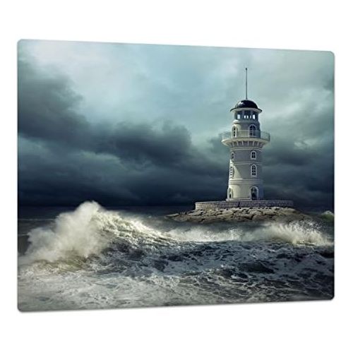  [아마존베스트]Deko Glass Lighthouse Glass Hob Cover with Dots One Piece and two-piece Design Chopping Board, Splash Guard, Serving Platters, Kitchen Background