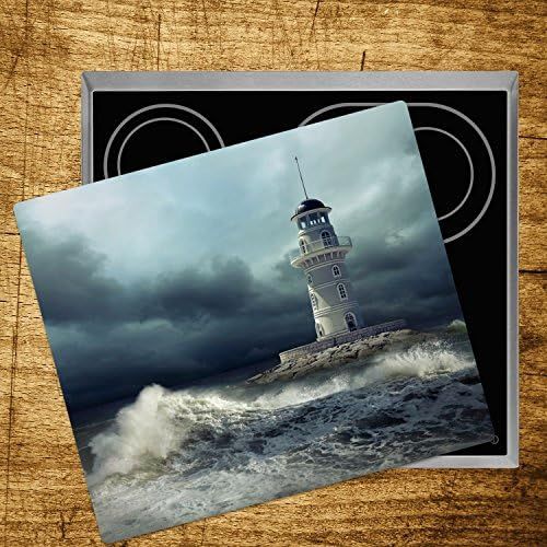  [아마존베스트]Deko Glass Lighthouse Glass Hob Cover with Dots One Piece and two-piece Design Chopping Board, Splash Guard, Serving Platters, Kitchen Background