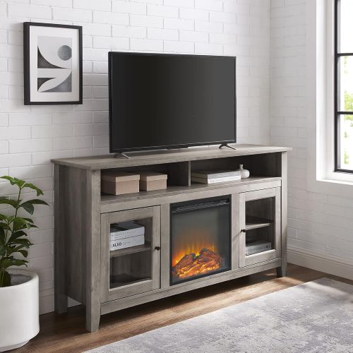  Delacora BD58FP18HBES WE-BD58FP18HB 58 Wide Contemporary High Boy TV Stand Media Cabinet with Electric Fireplace