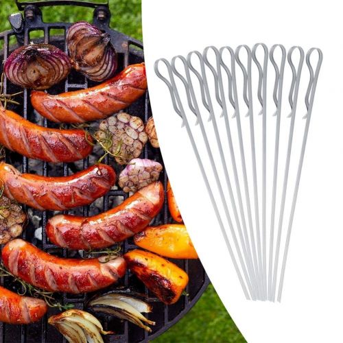  Delaman Barbecue Forks 10Pcs Stainless Steel BBQ Grilling Fork Sticks Skewer Grill Set Outdoor Picnic Camping