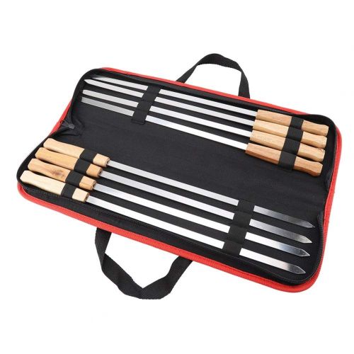  Delaman Barbecue Forks 8Pcs Stainless Steel BBQ Grilling Fork Sticks Skewer Grill Set Outdoor Picnic Camping Barbecue