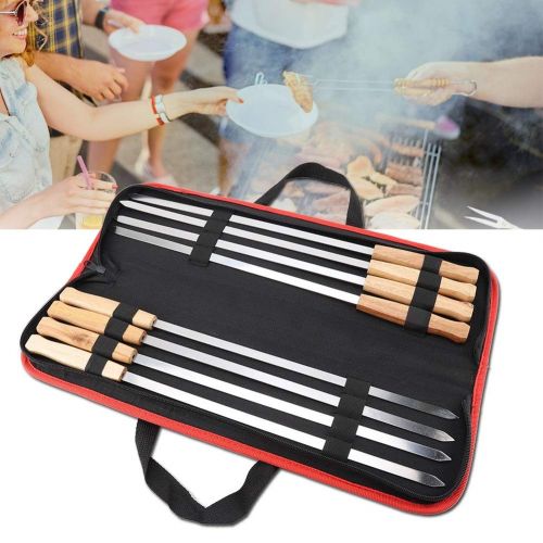  Delaman Barbecue Forks 8Pcs Stainless Steel BBQ Grilling Fork Sticks Skewer Grill Set Outdoor Picnic Camping Barbecue