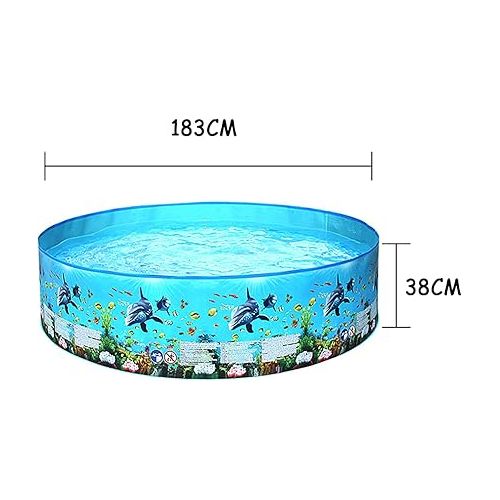  Family Inflatable Swimming Pool, Delaman Children Outdoor Swimming Pool Summer Backyard Kids Toddlers Baby Boys Girls Ocean Pools Toys(183 * 38cm)