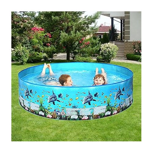  Family Inflatable Swimming Pool, Delaman Children Outdoor Swimming Pool Summer Backyard Kids Toddlers Baby Boys Girls Ocean Pools Toys(183 * 38cm)