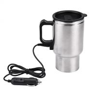 Delaman Heizbecher 12V 450ml Elektro Edelstahl Reisekaffeetasse Im Auto, Beheizter Kanne Fuer Auto